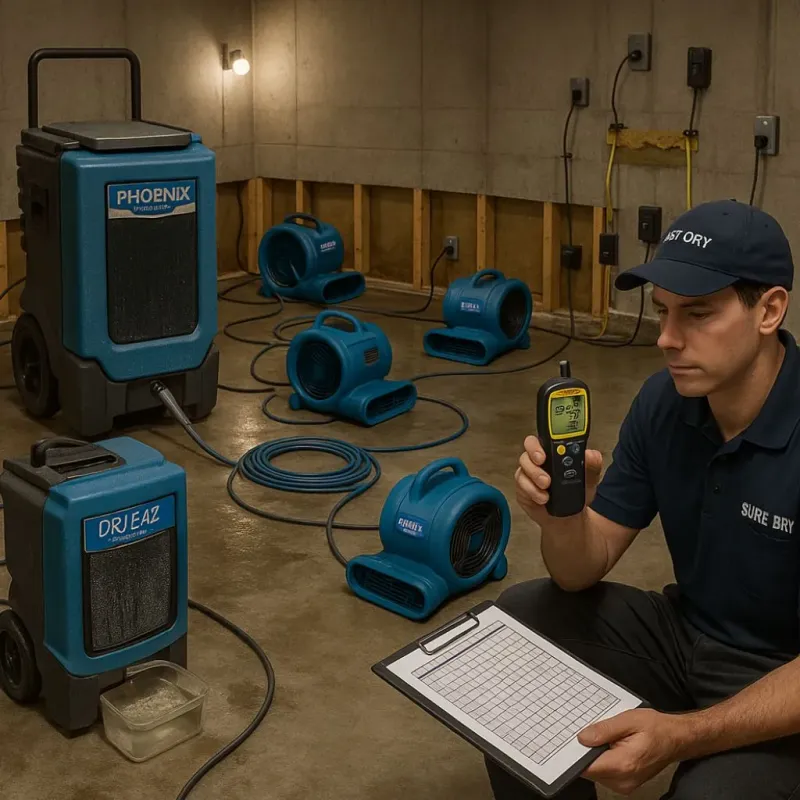 Structural Drying and Dehumidification process in Winthrop Harbor, IL